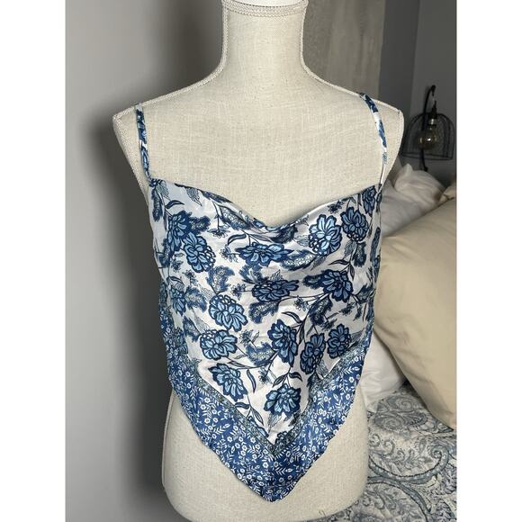 Japna Women’s Crop Tops Lot Size L Pink Floral Halter & Blue Scarf Bandana Top - Picture 4 of 13